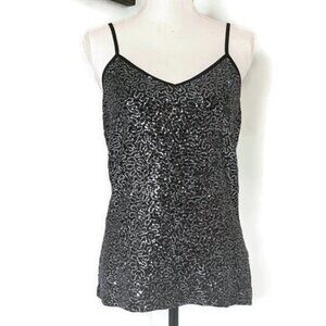 Express Black Sequin Camisole Top